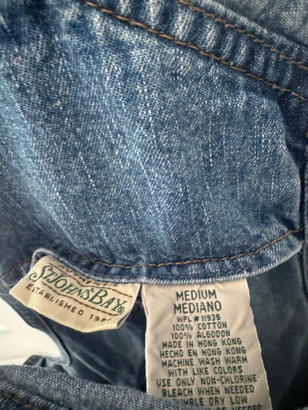 Vintage St. John's Bay Denim Bib Overalls Medium Blue 90s - Picture 2 of 2